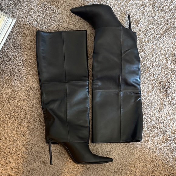 Steve Madden Smith Black Leather Women's Knee-High Boots - Picture 3 of 3